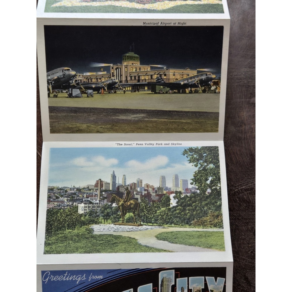 Vintage 40s SOUVENIR FOLDER of GREATER KANSAS CITY Postcard Album, Attractions - Picture 8 of 16